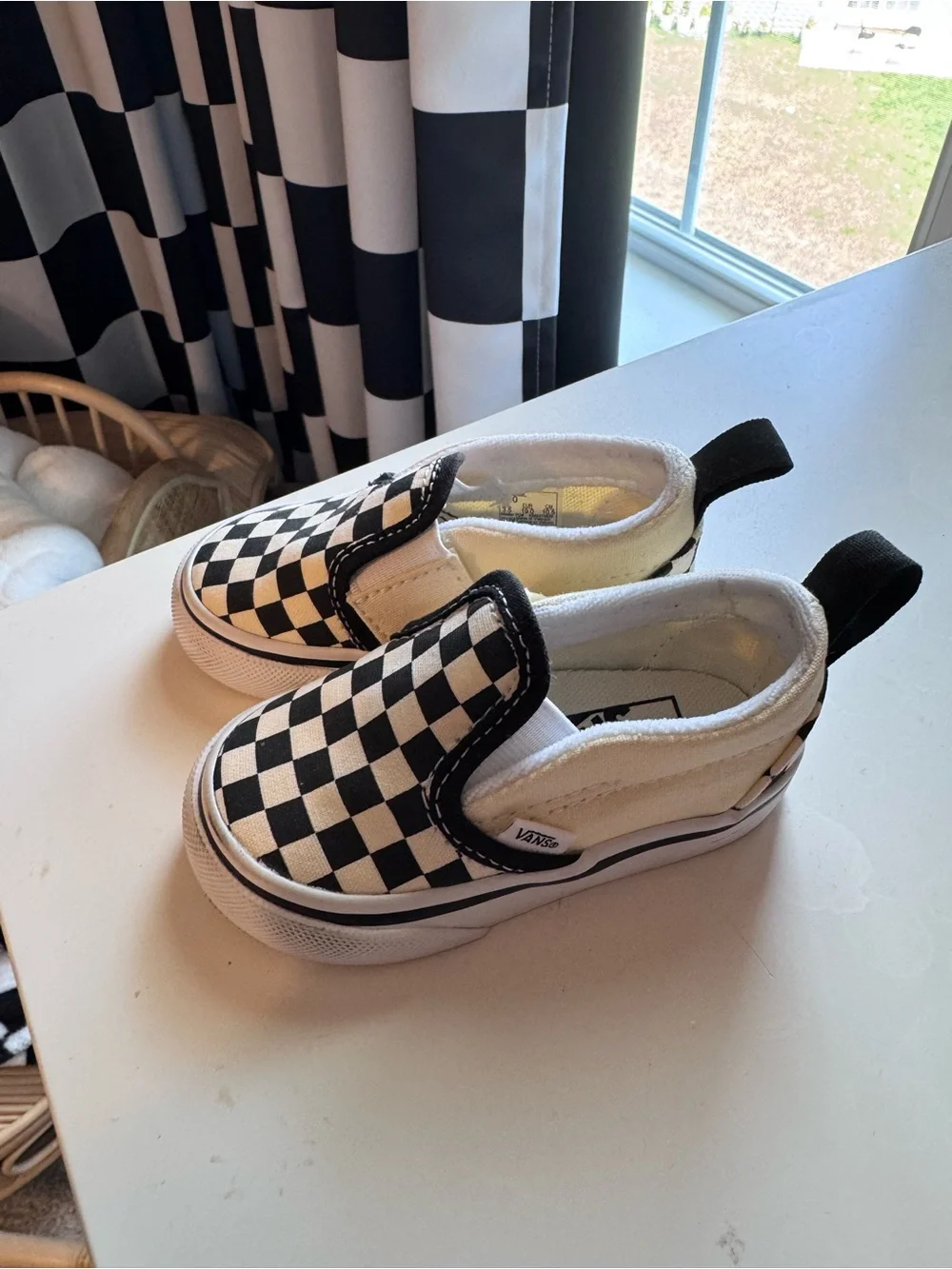 Kids Vans Black & White Checker Slip-On Shoes